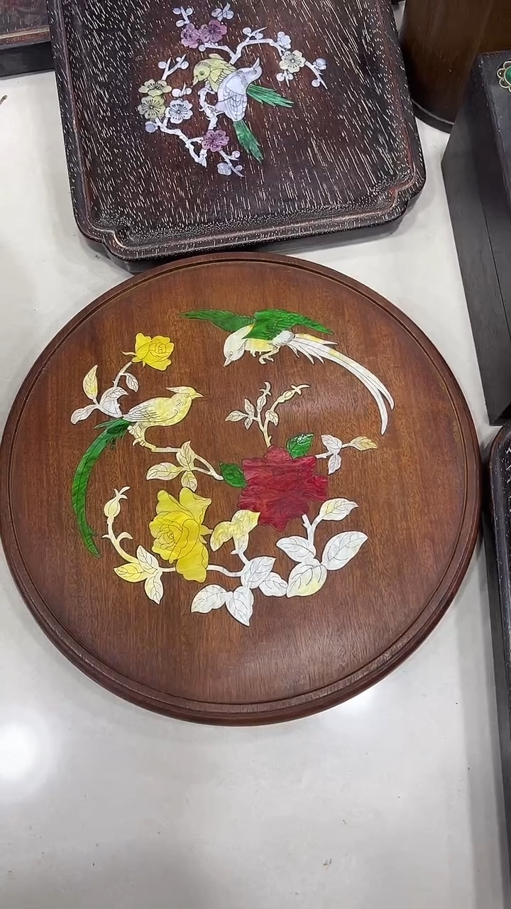 小*沐头淘摆件木雕件 茶盘