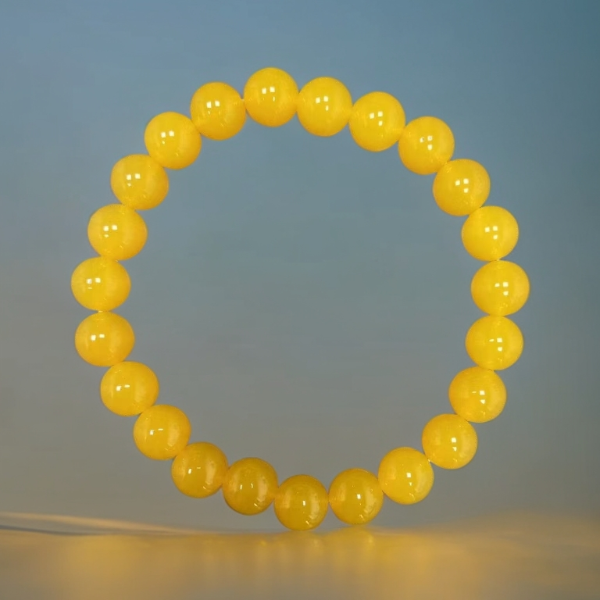 天然鸡油黄玛瑙玉手串8MM23颗精美轻奢百搭温润珠宝玉石单圈