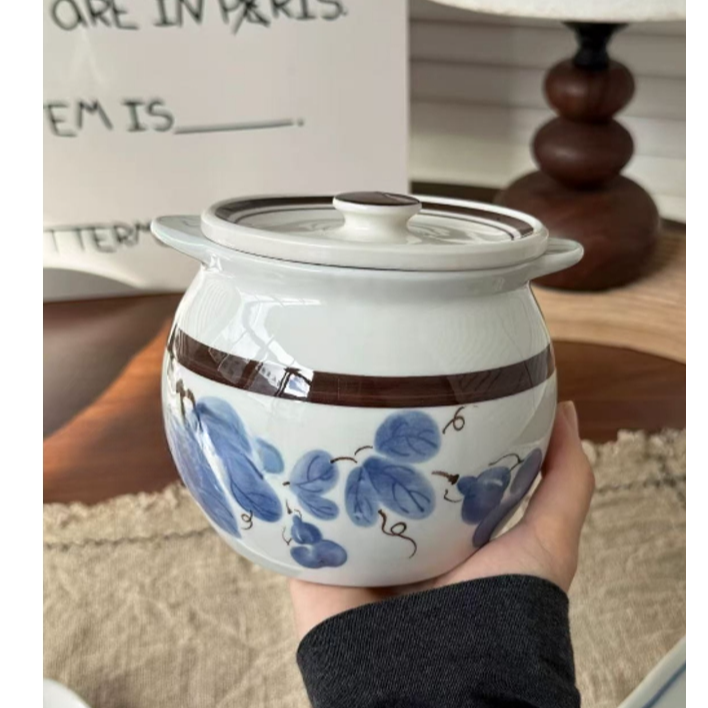 日式和风吉祥福禄猪油罐耐高温陶瓷调味罐荤油罐