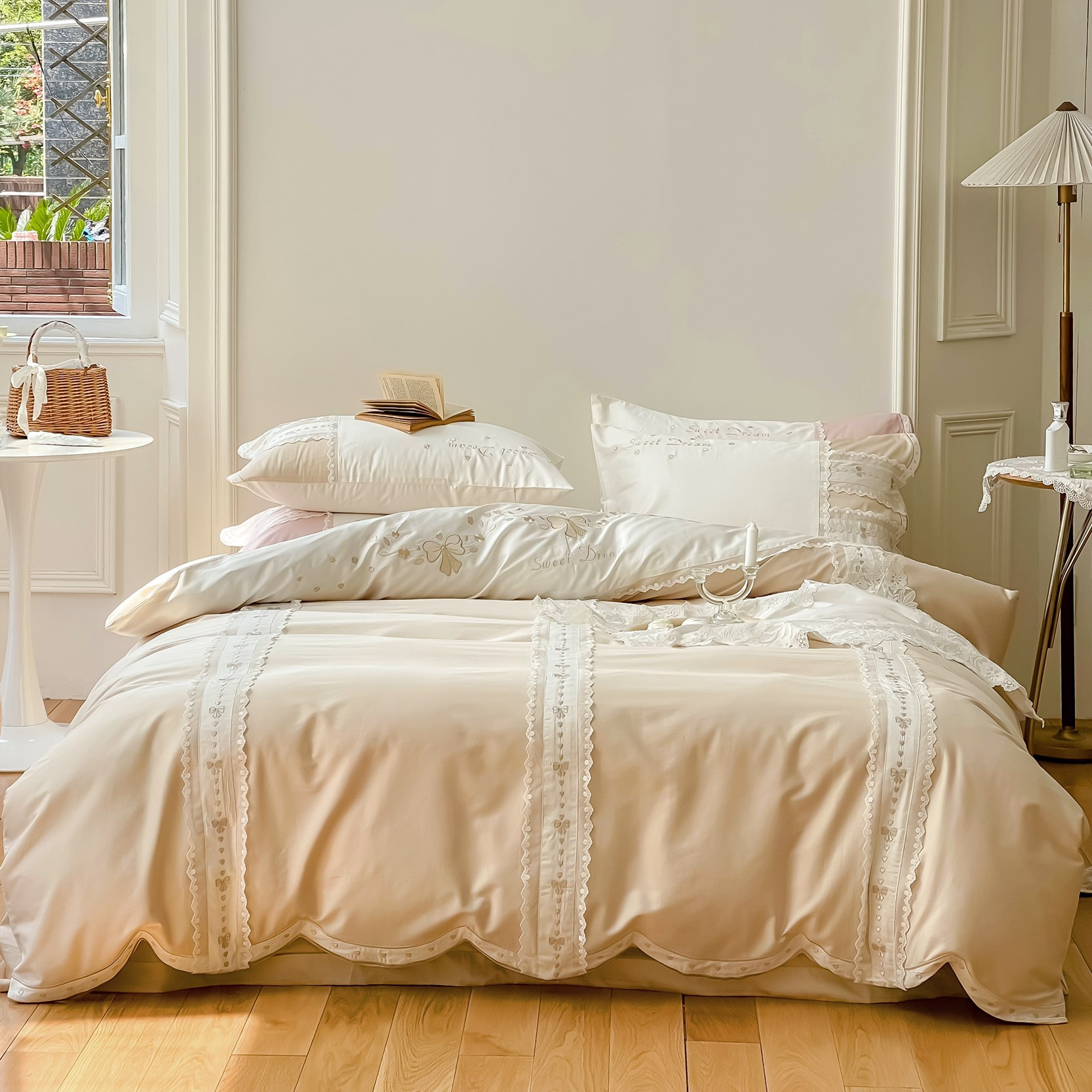 轻闲 | 柏林少女 精致刺绣+蕾丝工艺100支双股全棉澳棉