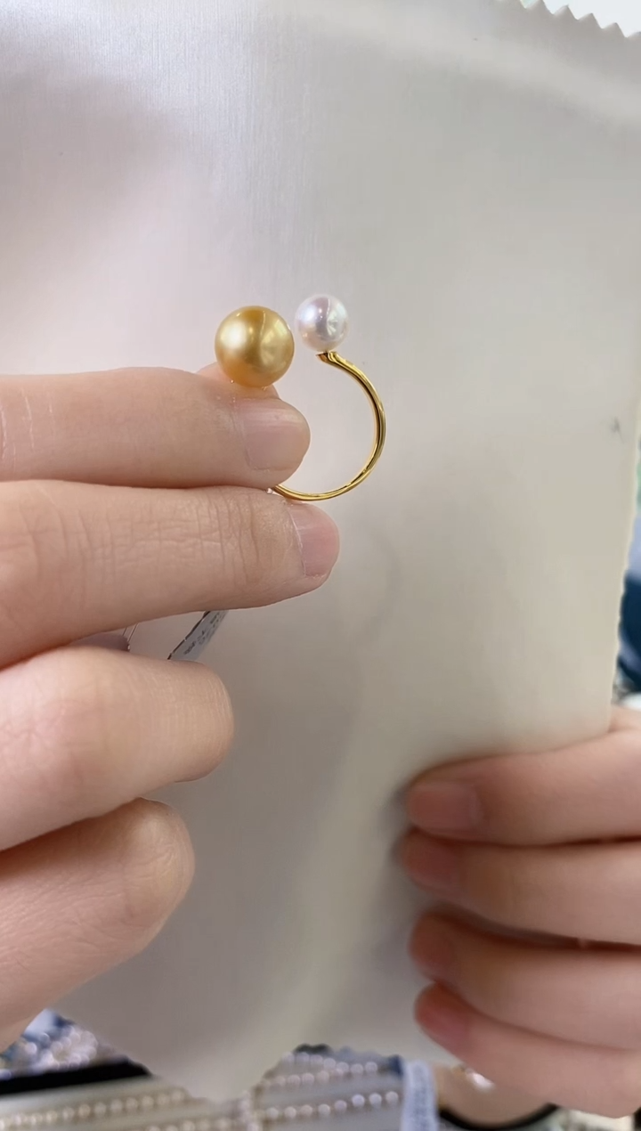 【闪购商品】海水珍珠戒指18K金镶嵌7-10海水珍珠戒指