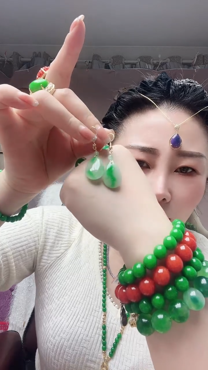 【闪购商品】翡翠14K金镶嵌耳饰X29号