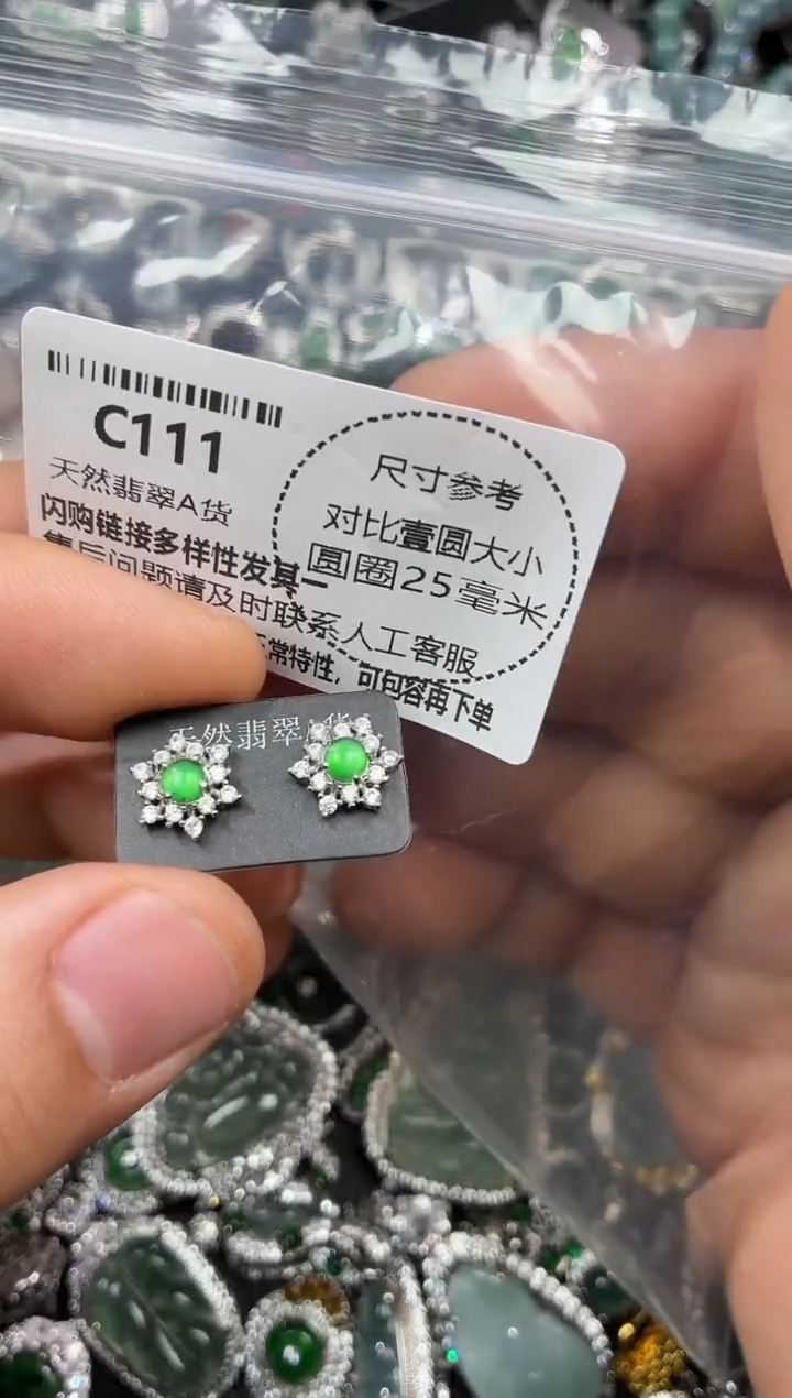 颈饰未镶嵌翡翠C111耳钉