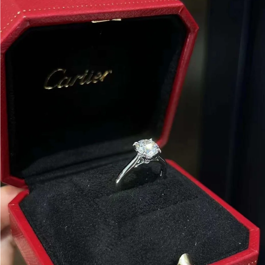 99新 Cartier/卡地亚 小花6欢 四爪钻戒 1.25克拉 H色 VS1 3EX 48