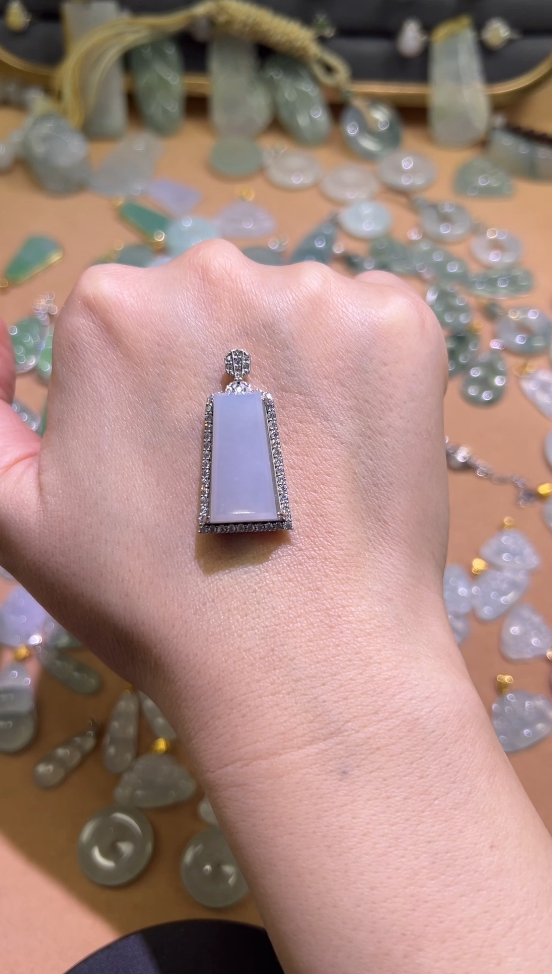 【闪购商品】翡翠颈饰银S925镶嵌无事牌