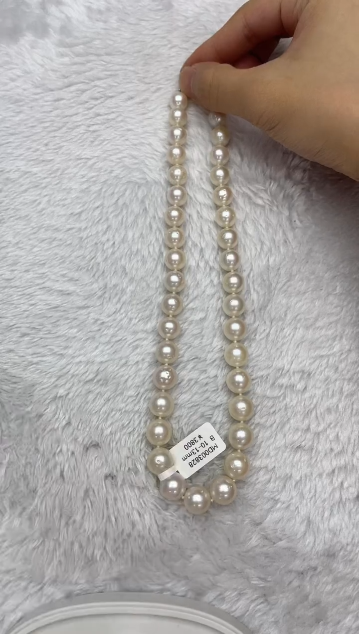 项链银S925镶嵌海水珍珠澳白10-13mm