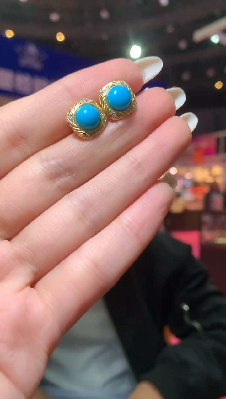 银S925镶嵌绿松石耳饰【宝石世家严选】