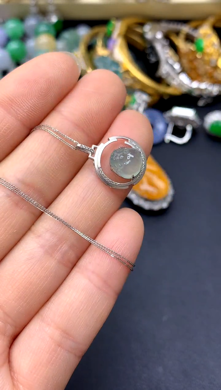 颈饰18K金镶嵌翡翠112-中国好珍宝