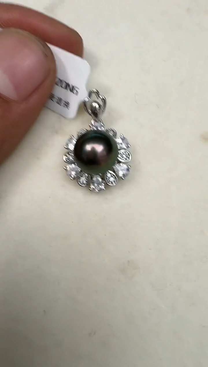 颈饰银S925镶嵌海水珍珠吊坠