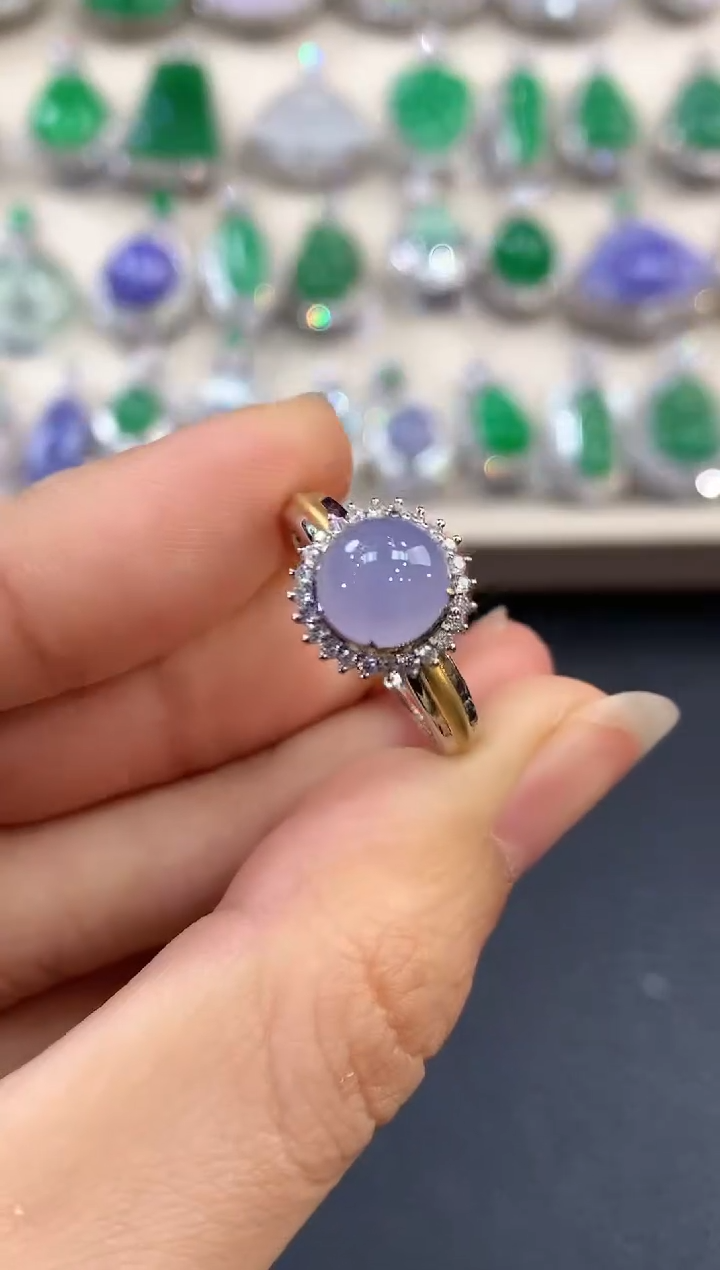 【闪购商品】翡翠戒指18K金镶嵌 C58有色差