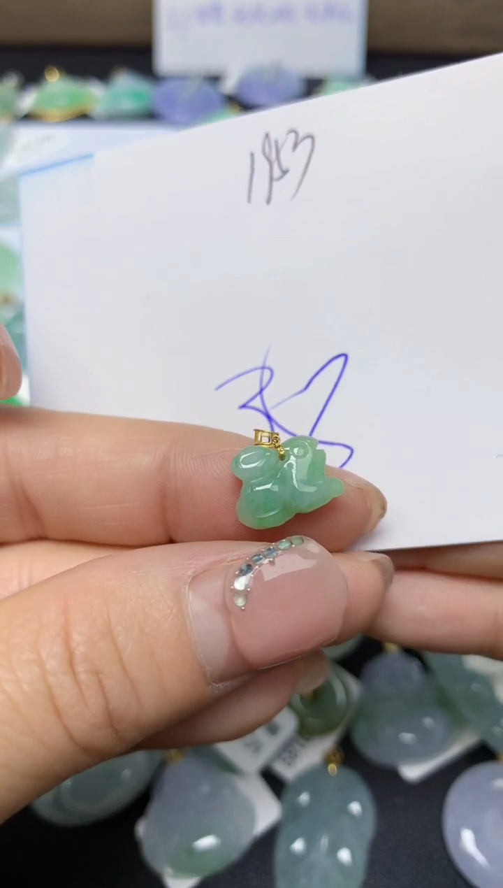 【闪购商品】翡翠挂件18K金镶嵌 天然翡翠A货