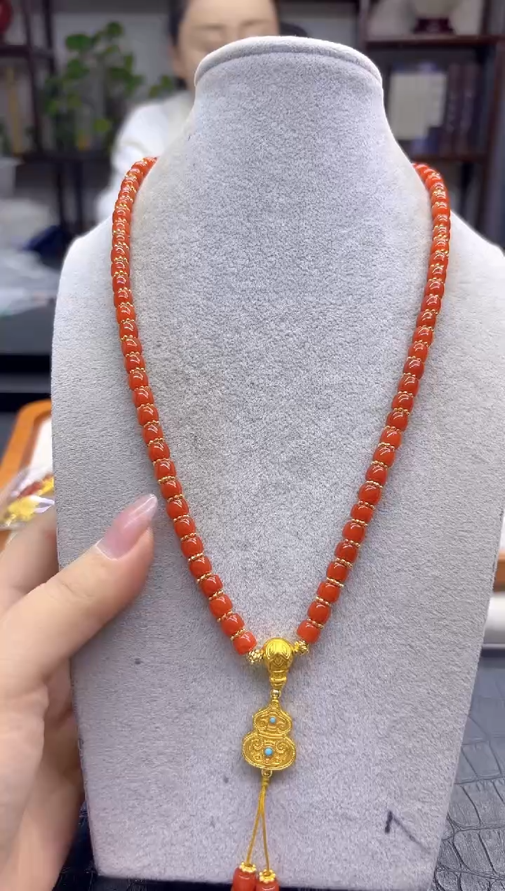 颈饰14K金镶嵌南红玛瑙DIY款M894