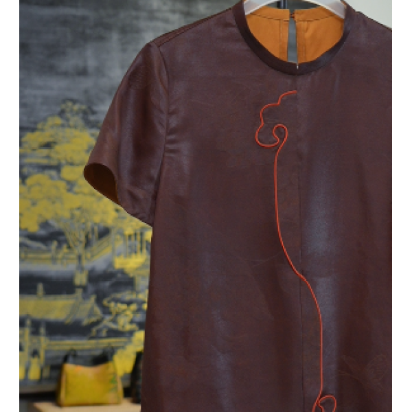 【黄心儿专属】真丝牛血红如意上衣TY2309352