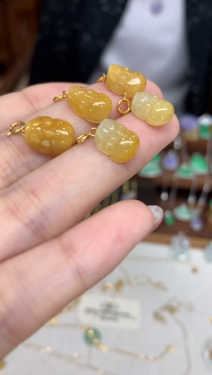 翡翠18K金镶嵌吊坠(不含链)貔貅提溜 多样性发货1件