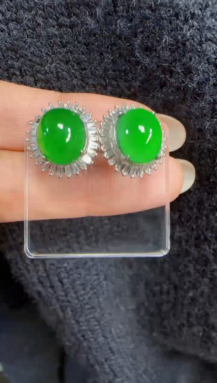 未镶嵌定制翡翠翡翠耳环47
