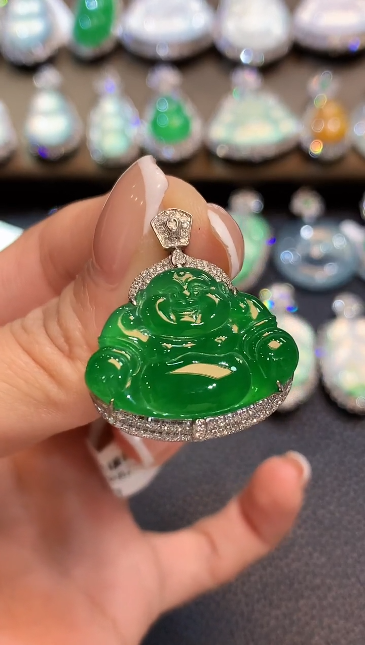 吊坠(不含链)18K金镶嵌翡翠C91