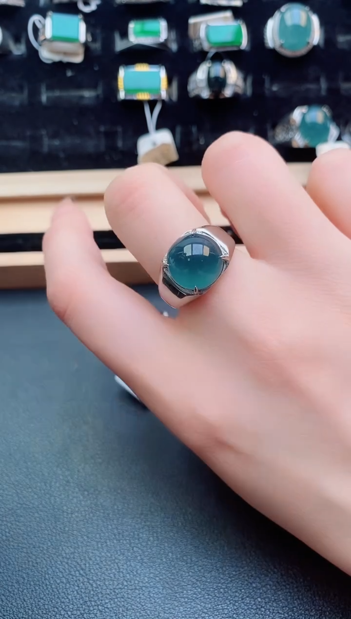 翡翠戒指银S925镶嵌121212