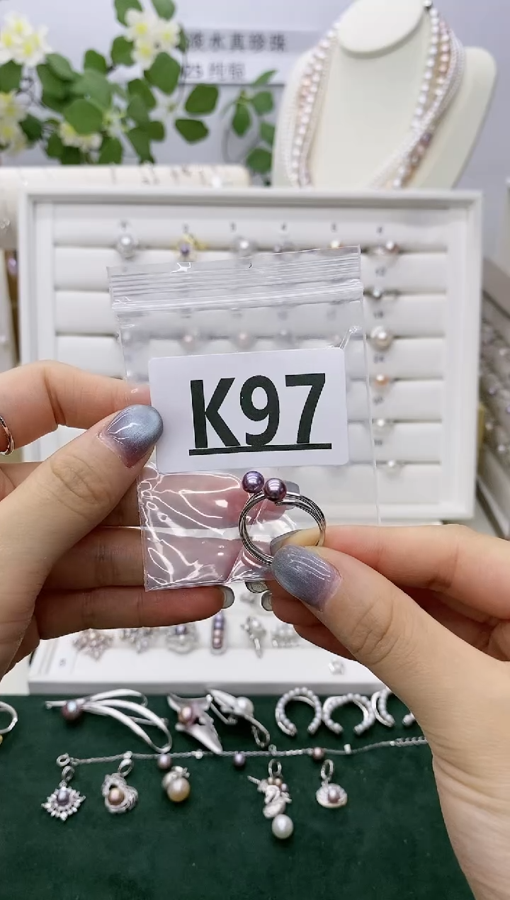 银S925镶嵌无淡水珍珠说*K97