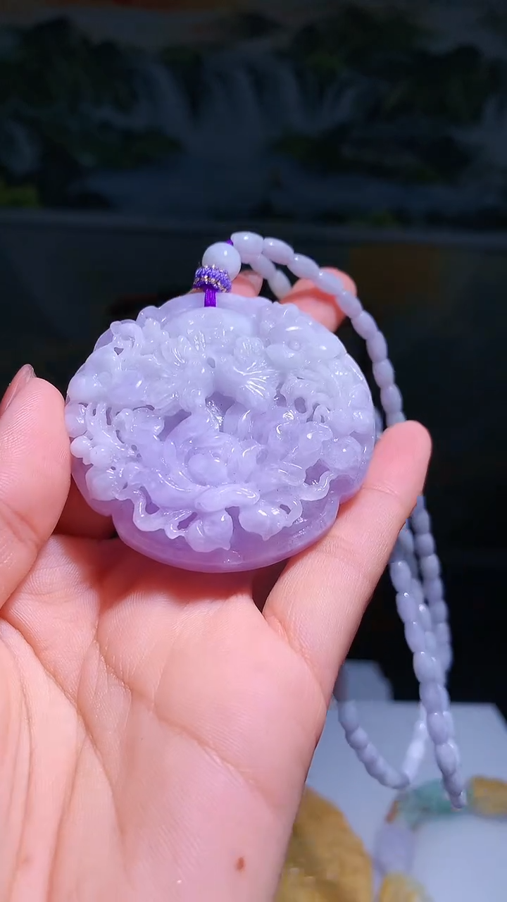 【闪购商品】定制翡翠未镶嵌1007hm-毛货挂件(赠珠链）52