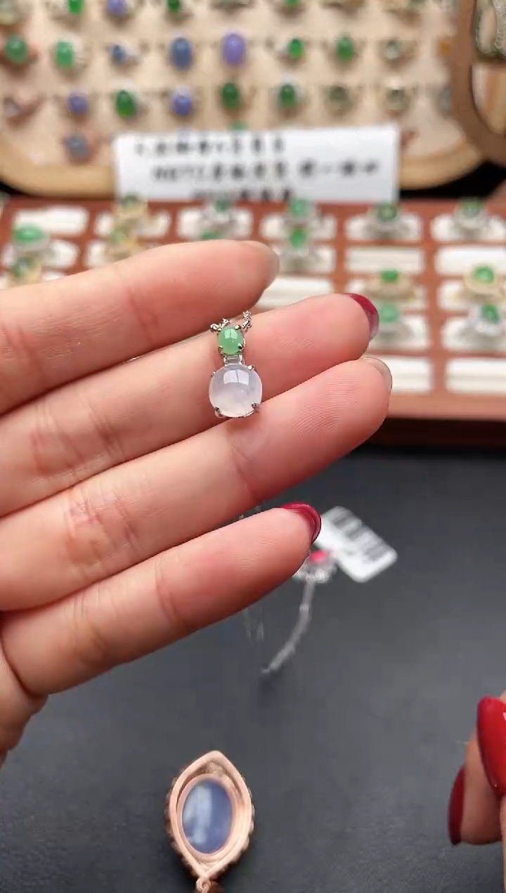 吊坠(不含链)银S925镶嵌翡翠一物一证一证