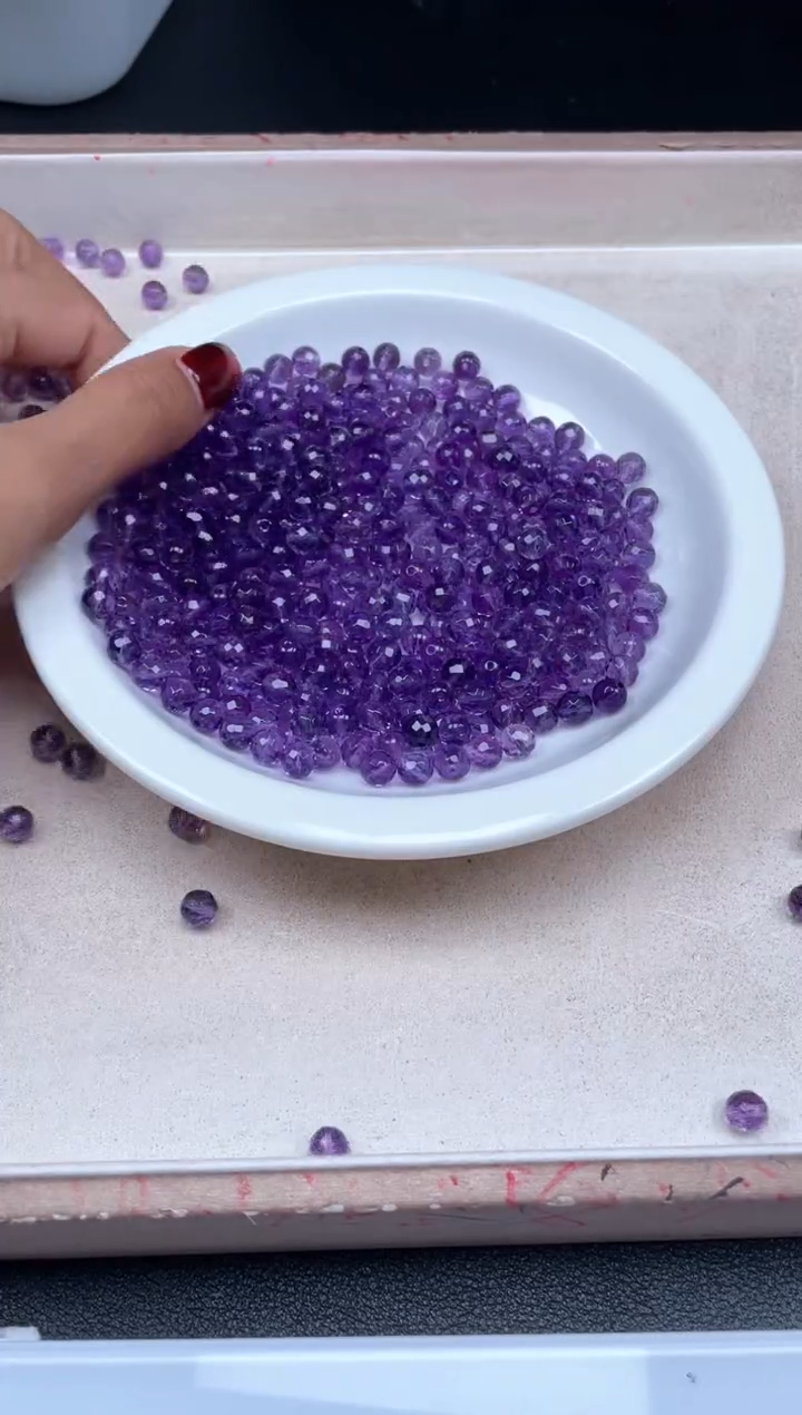 【闪购商品】水晶颈饰未镶嵌w2070紫水晶切面6mm*15颗