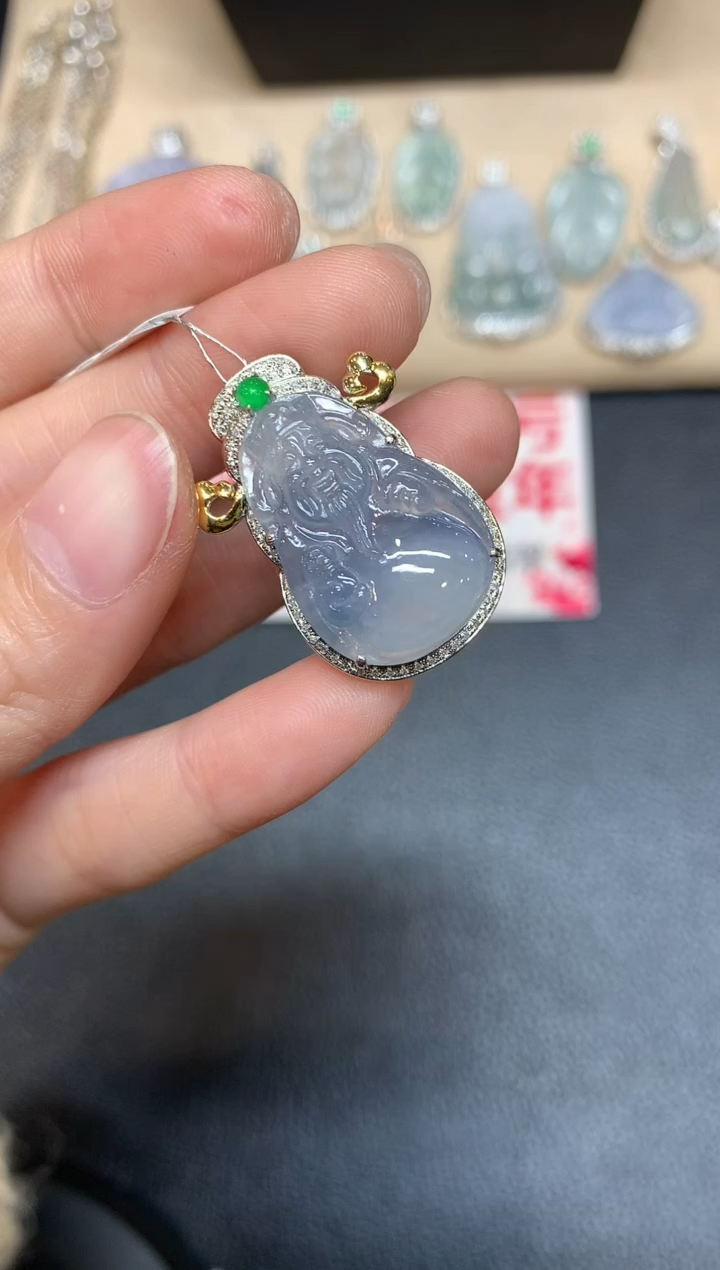 【闪购商品】翡翠吊坠(不含链)18K金镶嵌财神【无服务费