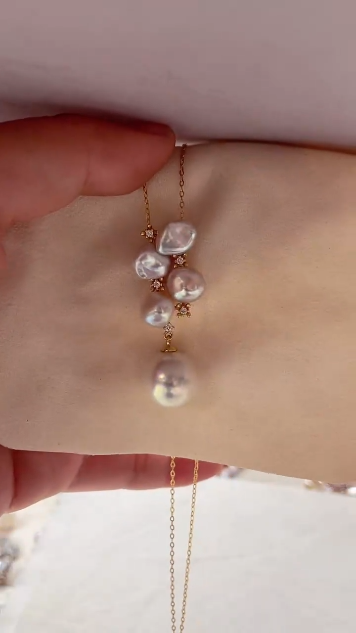 【闪购商品】淡水珍珠套链银S925镶嵌淡水珍珠吊坠