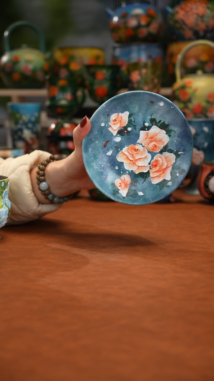 紫砂油画手绘釉下彩