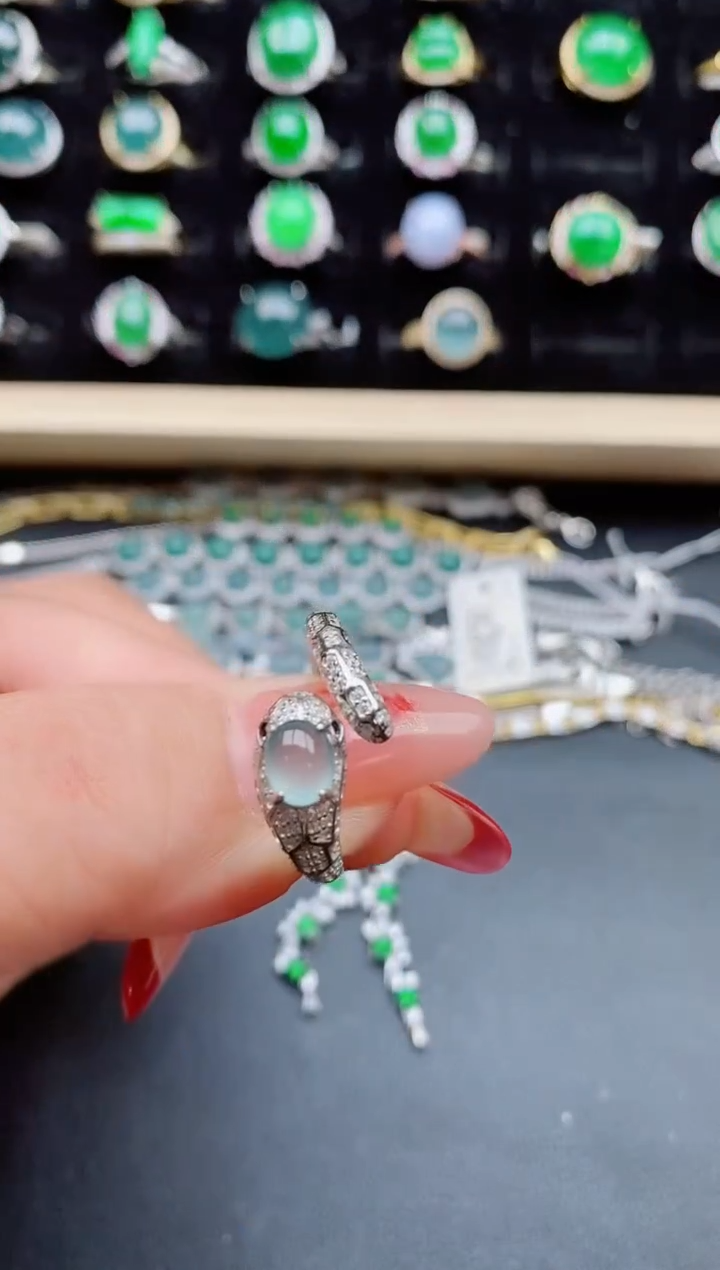 【闪购商品】翡翠戒指银S925镶嵌21321