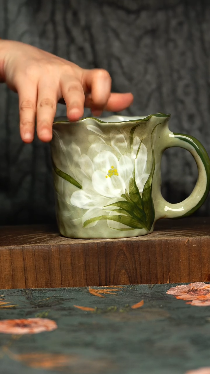 杯釉下彩手工手绘同款陶器