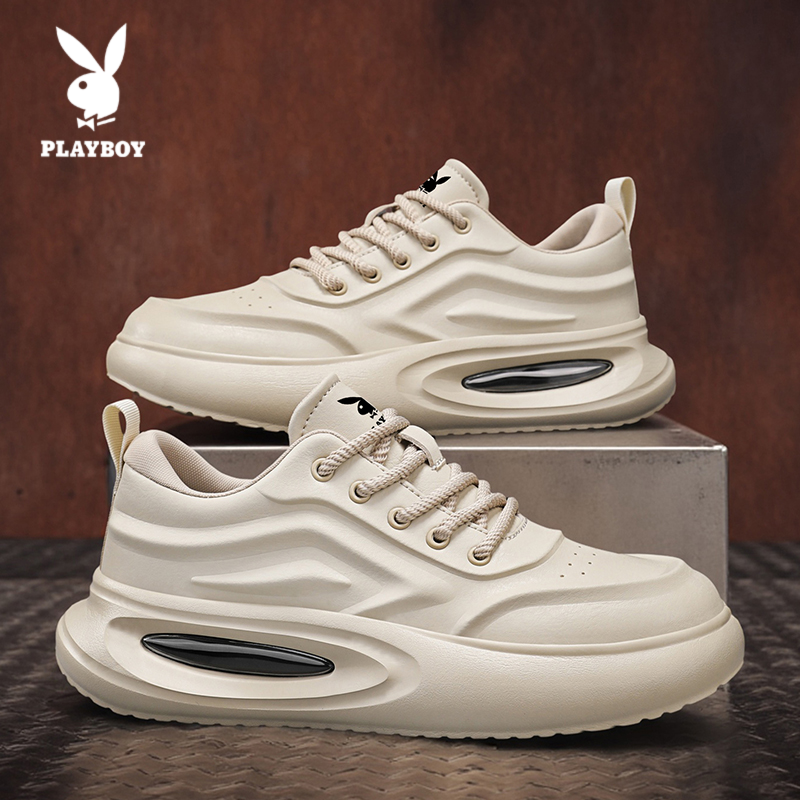 PLAYBOY/花花公子休闲鞋2025新款男士百搭厚底潮流时尚小白运动鞋