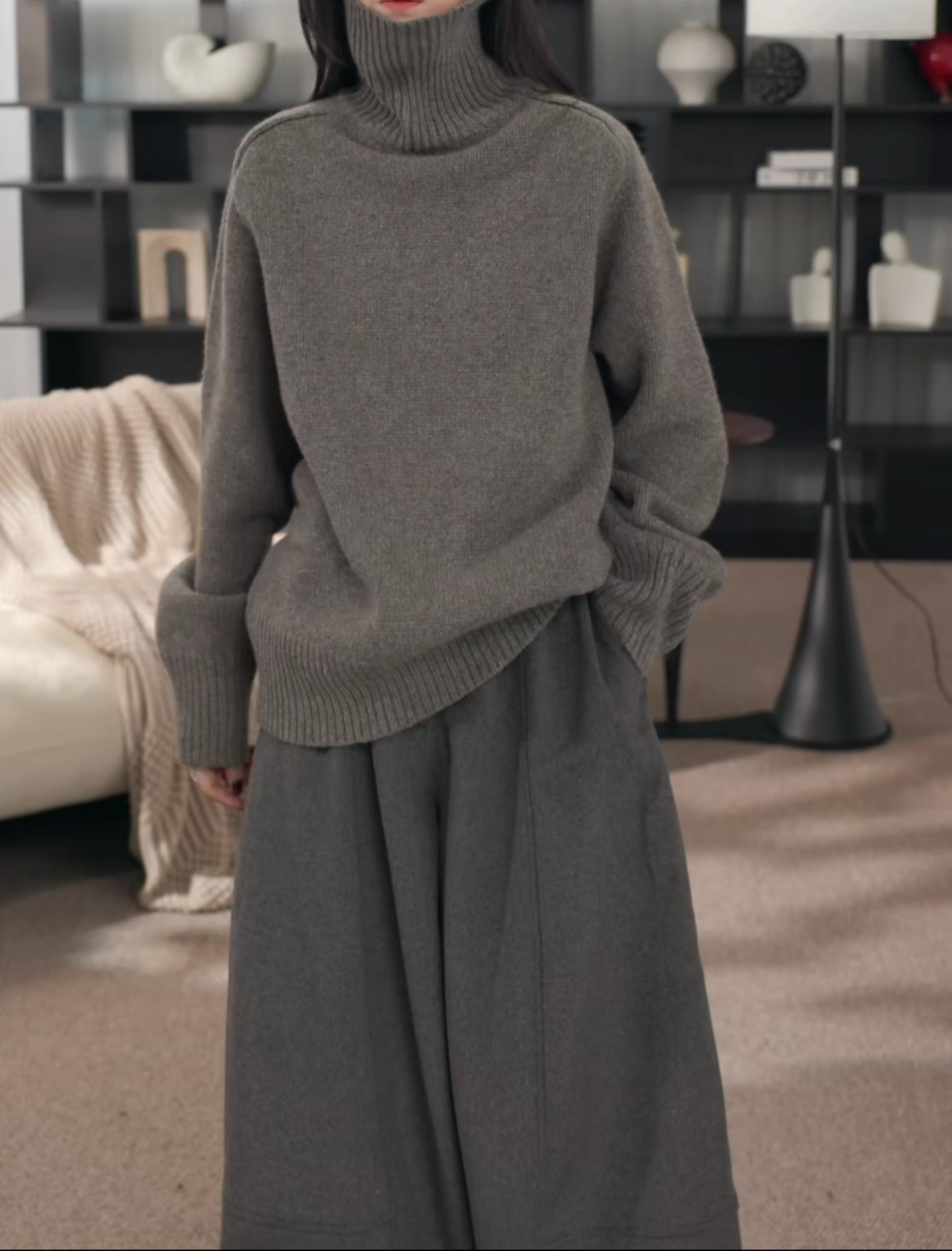 卢尚粗针织高领毛衣0126