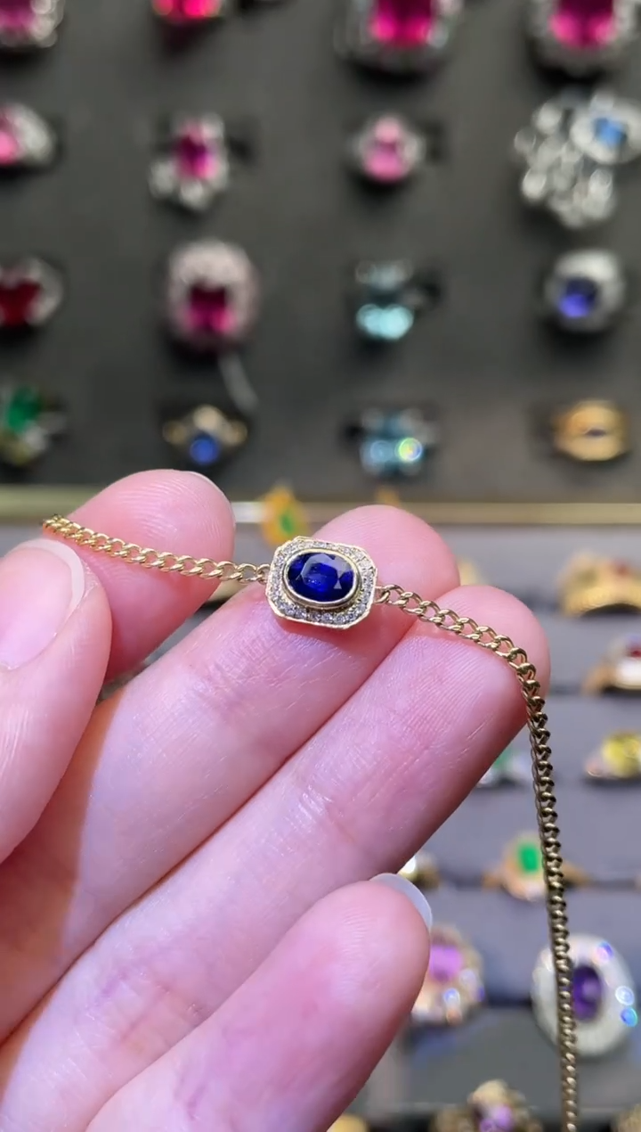 蓝宝石手链18K金镶嵌/斯里兰卡/皇家蓝/0.59ct