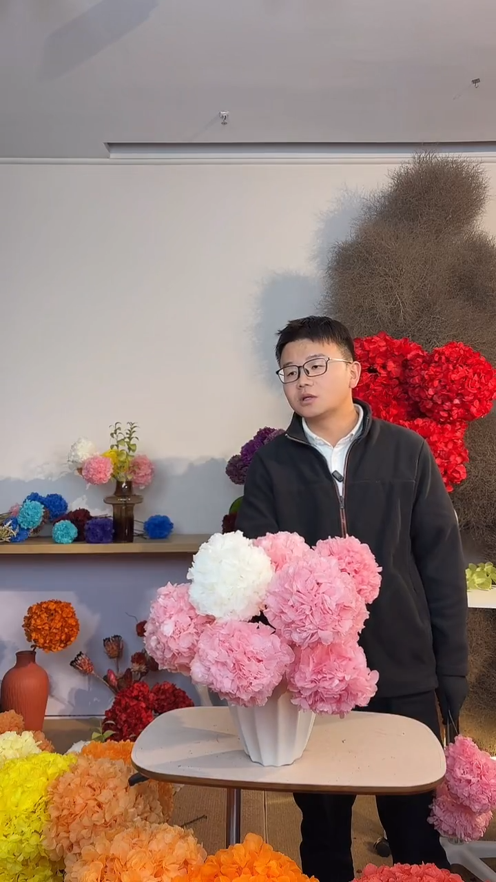 漂色永生绣球小球10枝 粉9白1