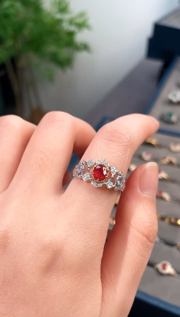 【闪购商品】红宝石戒指银S925镶嵌0.6ct