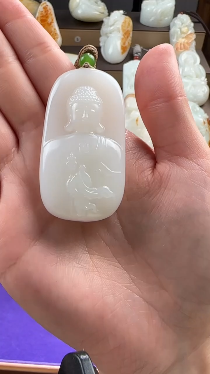 和田玉未镶嵌挂件天然和田玉观音