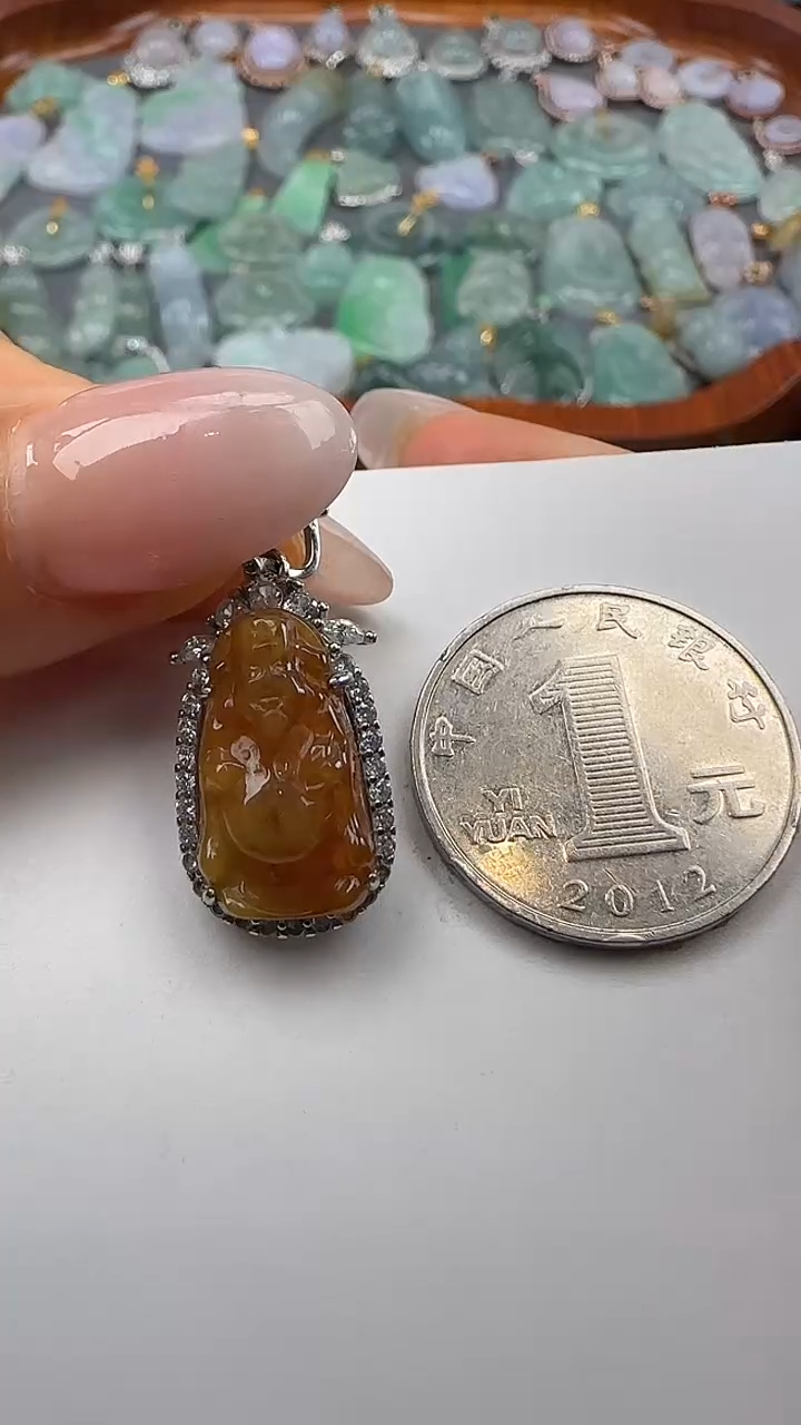 翡翠银S925镶嵌吊坠(不含链)财财