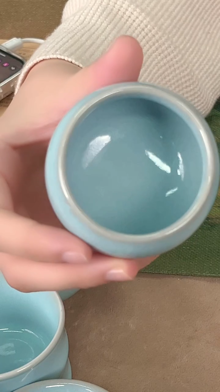 杯子瓷韩红天青釉小禅定