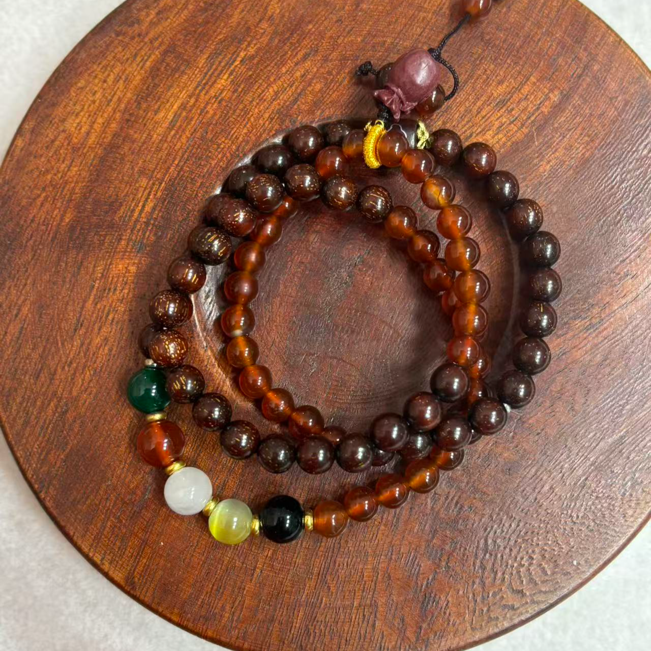 MTYC 054 小叶紫檀+玛瑙 高定款手串（带礼盒）