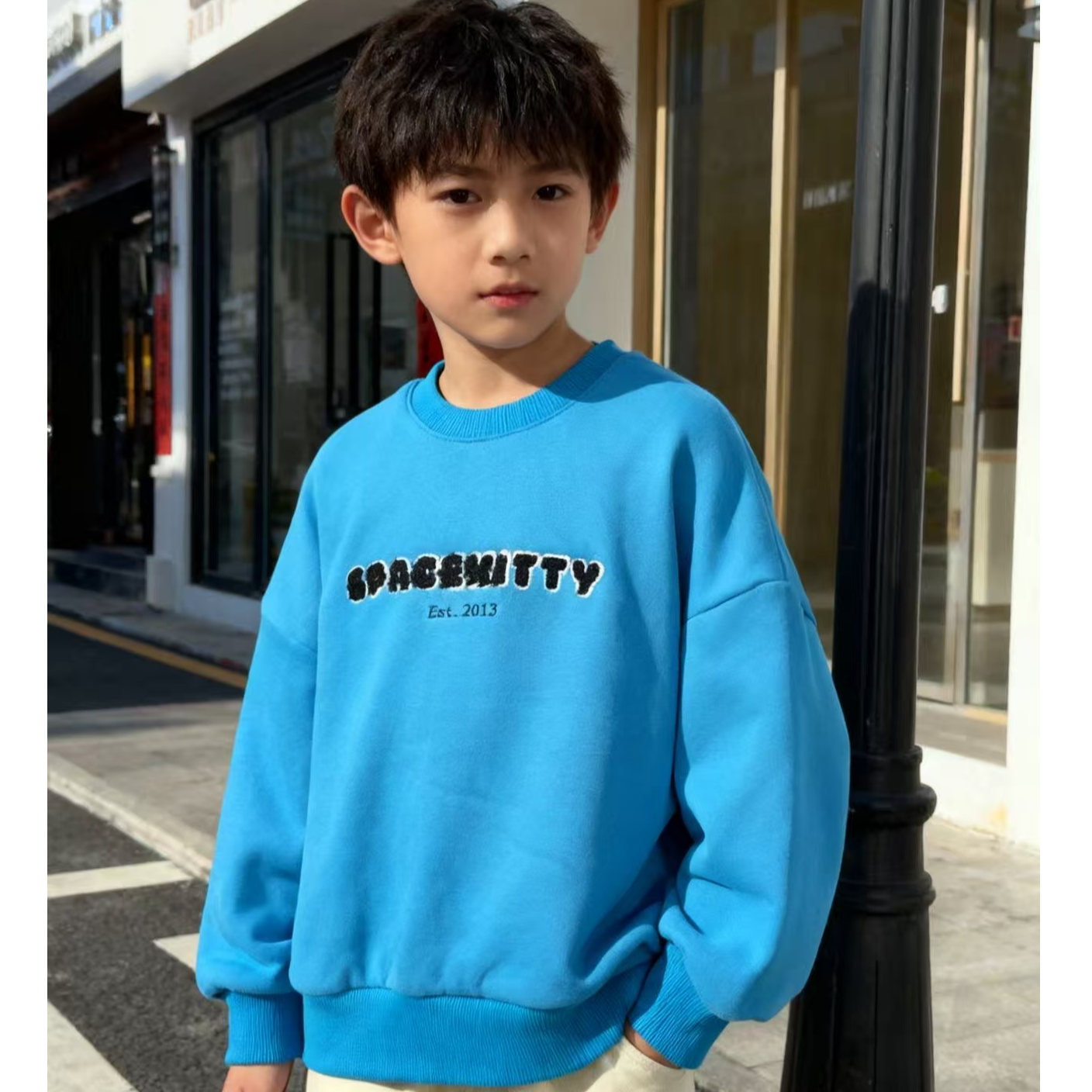 19575高端专享秋冬季加绒卫衣蓝色