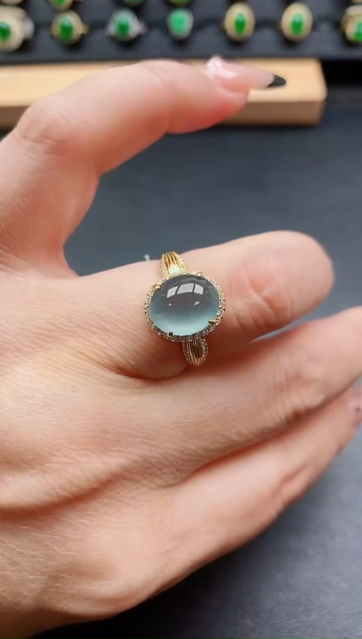 银S925镶嵌戒指翡翠1