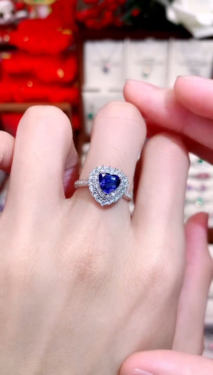 【闪购商品】蓝宝石戒指18K金镶嵌1.51ct/天然宝石/七天无理