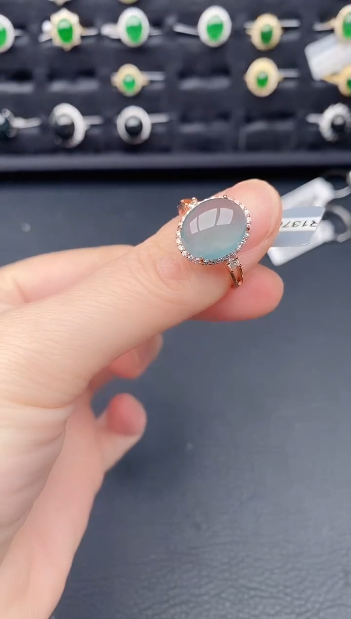 银S925镶嵌戒指翡翠天然a货翡翠148