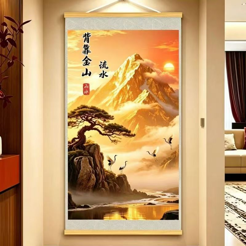 【新款中式挂画】背靠金山新中式客厅玄关办公室背景墙装