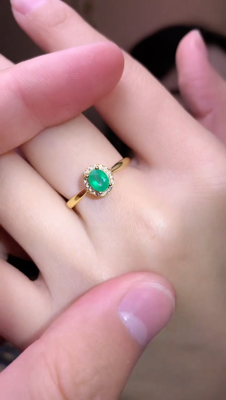 【闪购商品】祖母绿戒指银S925镶嵌戒指