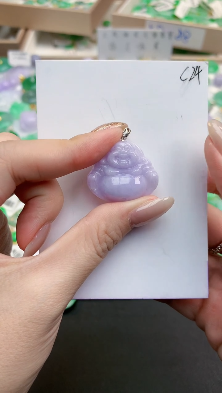 颈饰18K金镶嵌翡翠天然缅甸A货翡翠