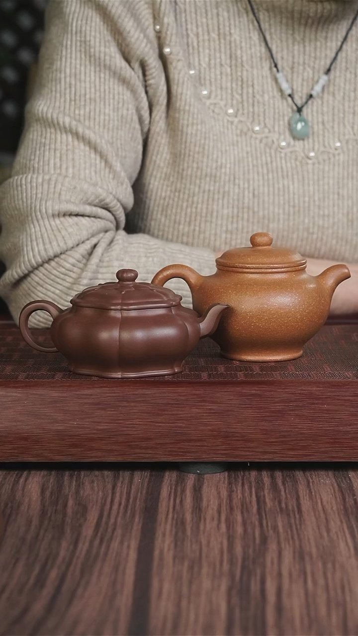 【闪购商品】紫砂茶壶筋纹葵菱+黄降坡掇只