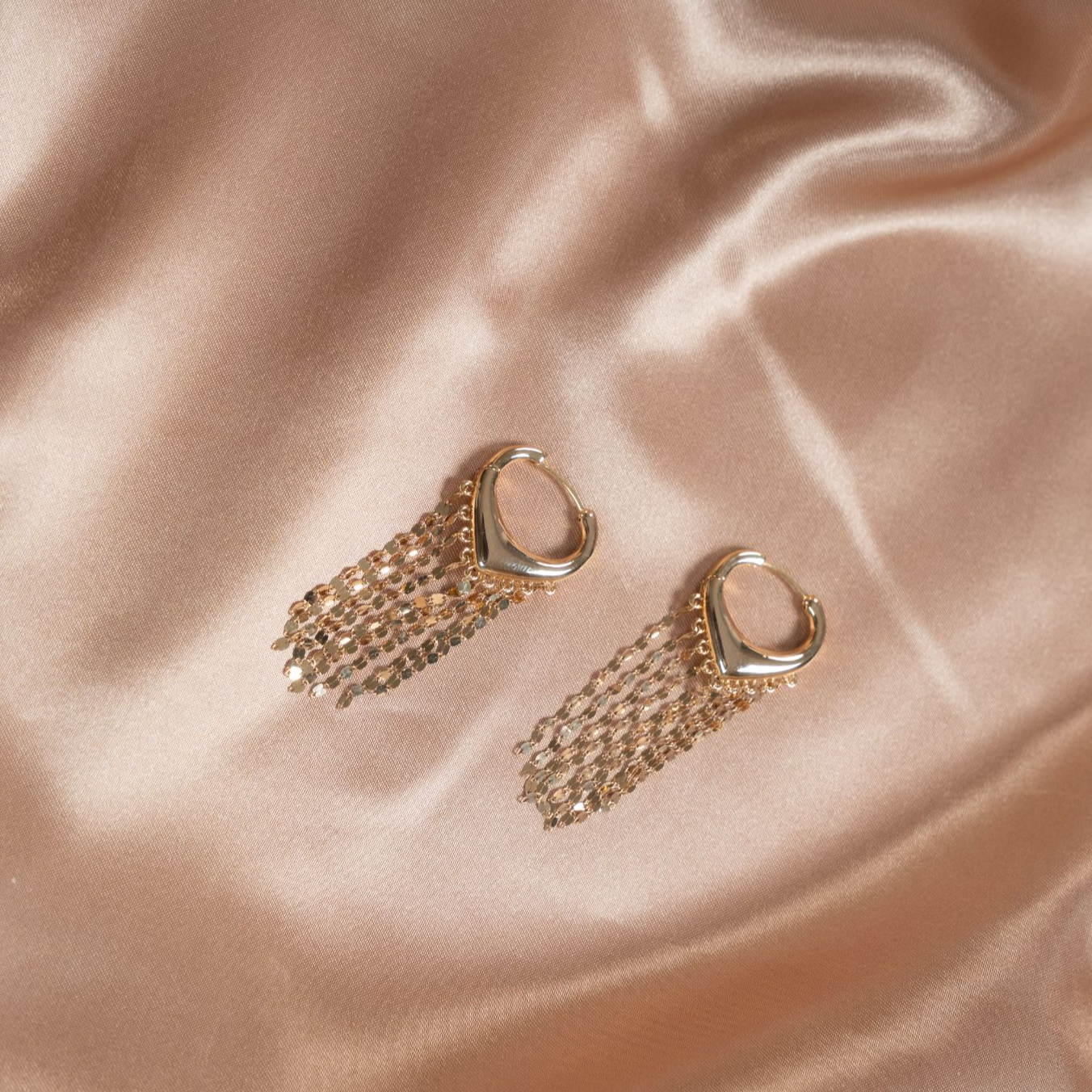 18K流苏时尚链闪轻盈精致素金耳饰