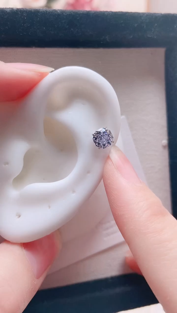 钛钢合金合成立方氧化锆6M八边手捧花|迷雾紫砂6282一只