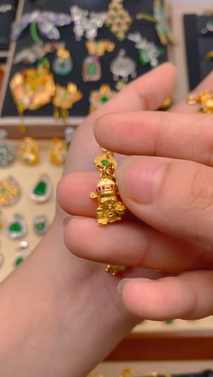 翡翠银S925镶嵌吊坠(不含链)财神滴流